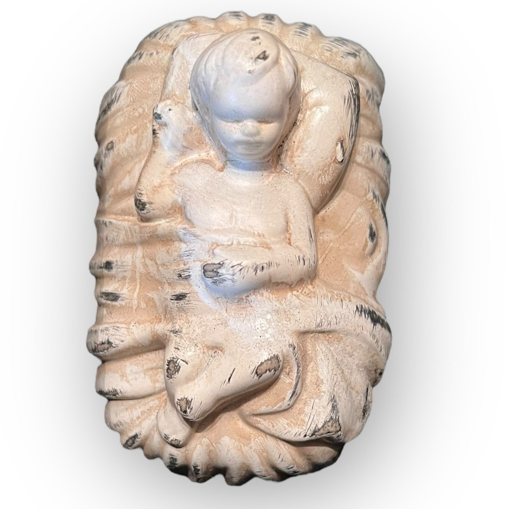 Robert Stanley Nativity Baby Jesus Promise Replace Whitewash Resin 4.25" x 3.25"